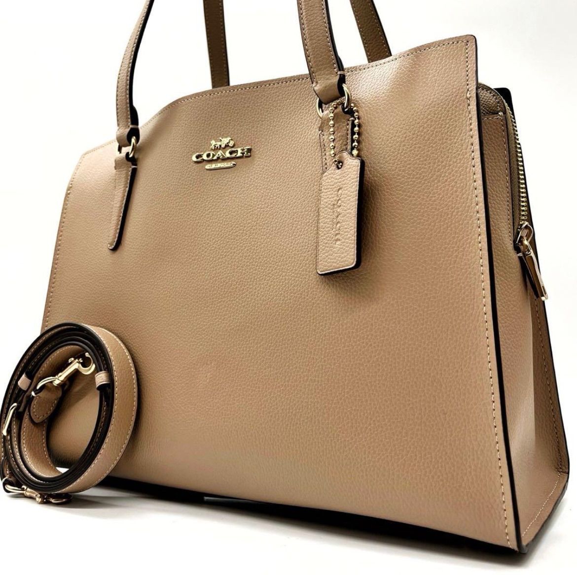 COACH コーチ オールレザー シボ革 ハンドバッグ ゴールド金具