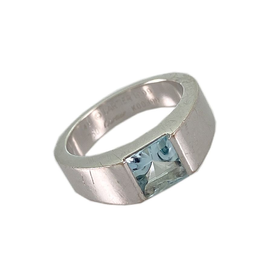 カルティエ CARTIER タンク リング K18WG アクアマリン 9号(49) sss