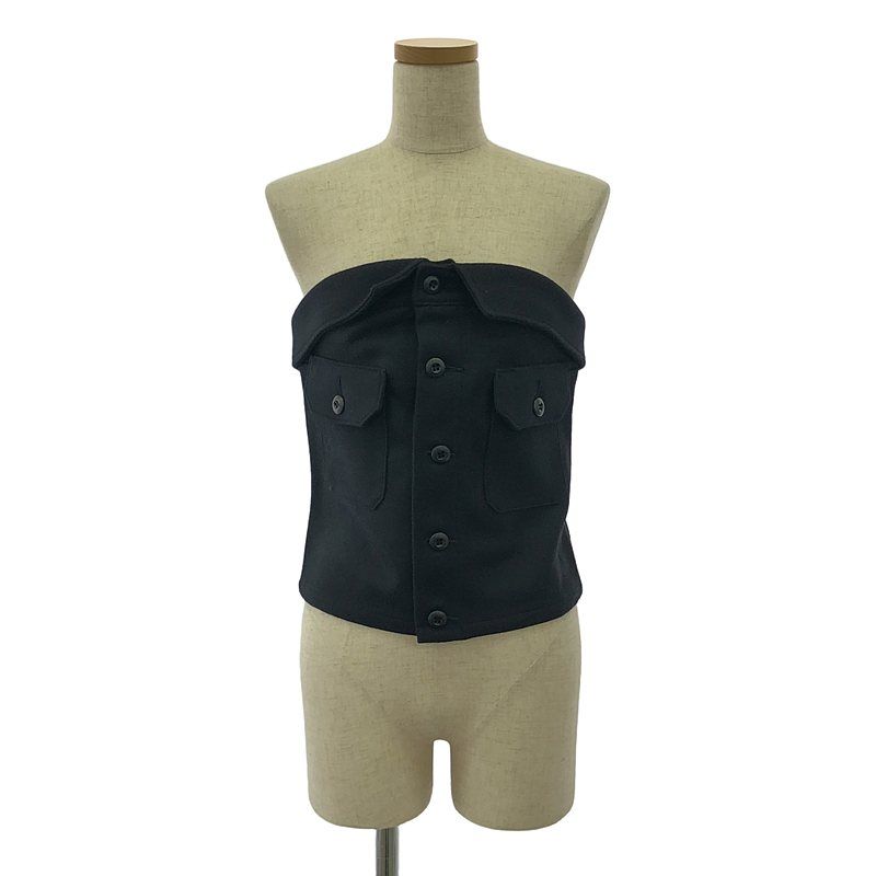 HYKE | ハイク | 2025AW | WOOL STRAPLESS TOP | メルトン ウール ビスチェ | 01 | black | レディース