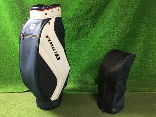 ブリヂストン ゴルフ エナメル キャディバッグ ホワイト ブルー 9型 5分割 ブリヂストン ゴルフ エナメル キャディバッグ ホワイト ブルー 9型 5