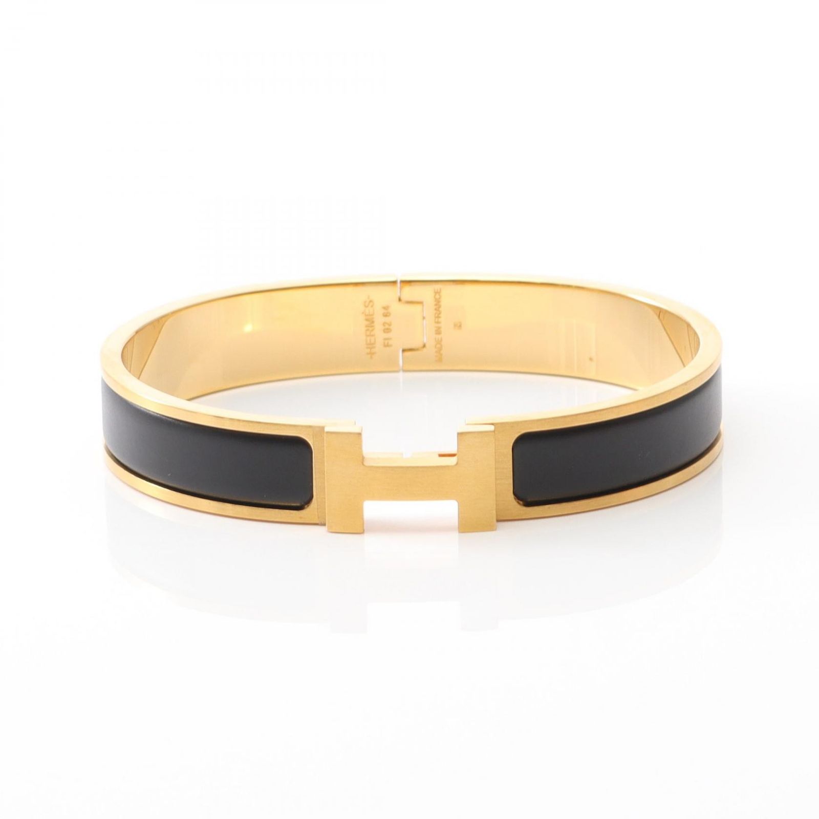 エルメス HERMES バングル クリッククラックPM YG|ブラック GP ゴールドメッキ クリッククラック レディース Used A