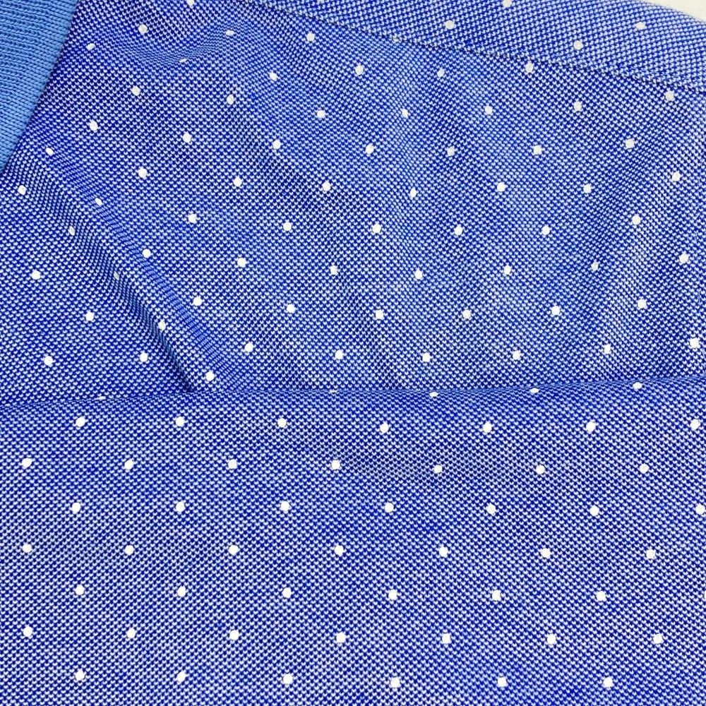 サイズ：L BEAMS GOLF ビームスゴルフ 半袖ポロシャツ ドット柄 ブルー