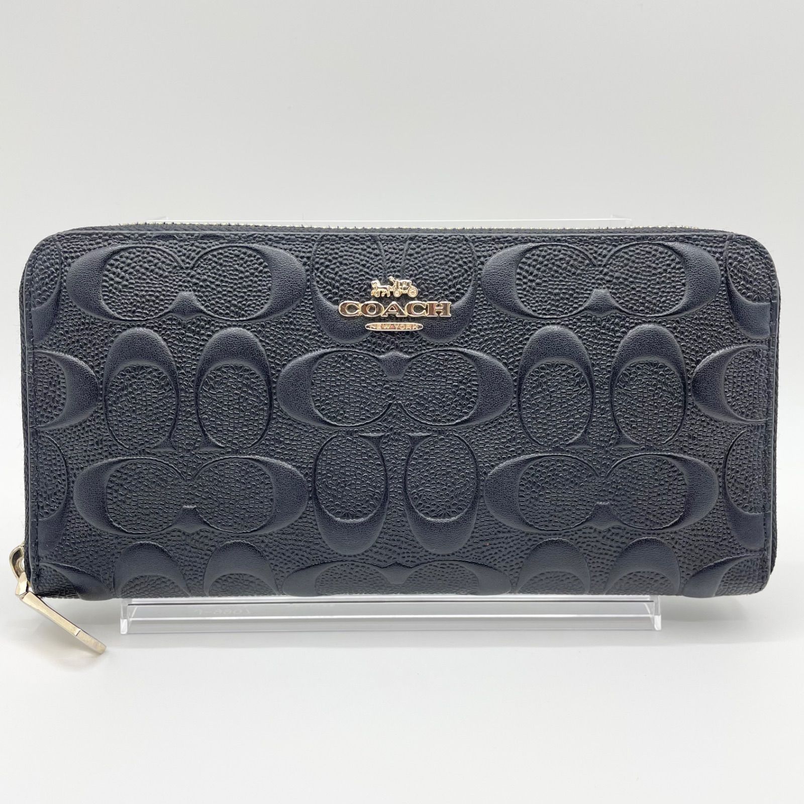 美品✨COACH New York コーチ 長財布 デボスド シグネチャー ラウンド 