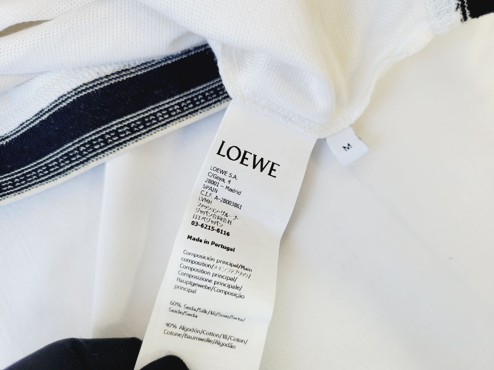 LOEWE クロップドポロシャツ M ホワイト　ロエベ LOEWE ロエベ レディース シルクアンドコットンクロップド