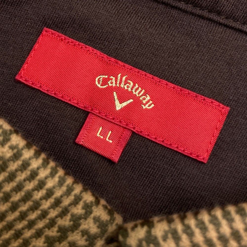 サイズ：LL CALLAWAY キャロウェイ  長袖ポロシャツ チェック柄 ブラウン系 [240101466816] ゴルフウェア メンズ ストスト CALLAWAY キャロウェイ ボタンダウン 長袖ポロシャツ 千鳥柄