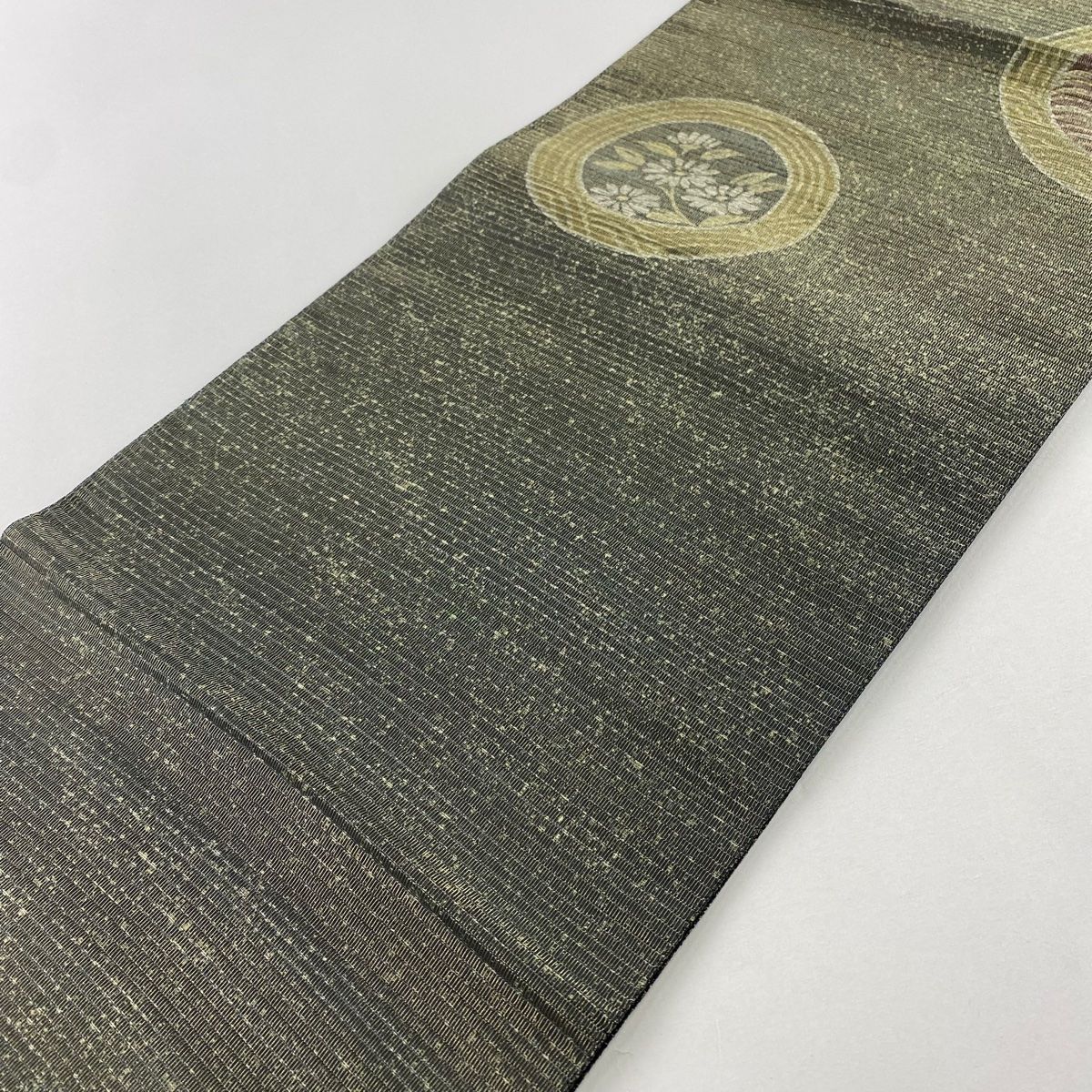 袋帯 美品 名品 ウサギ 波頭 金糸 金彩 深緑 六通 正絹 【中古