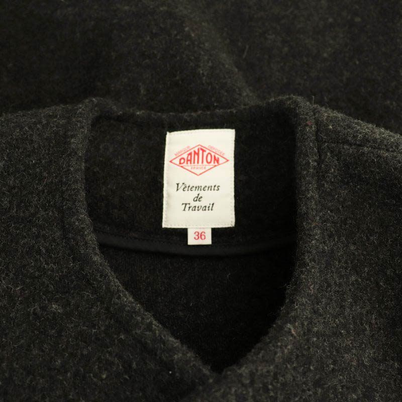 DANTON グレー ウールジャケット４０サイズ 新品♡□DANTONダントン□ ノーカラーフリース ジャケット グレー 36