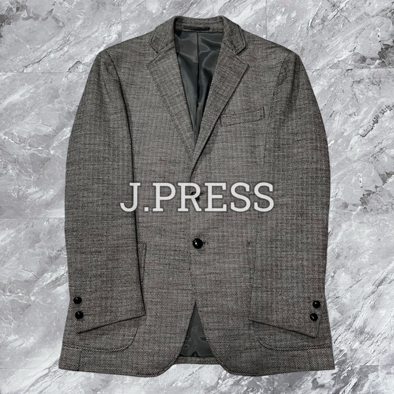J.PRESS スーツ ウール ヘリンボーン M グレー テーラード J.PRESS