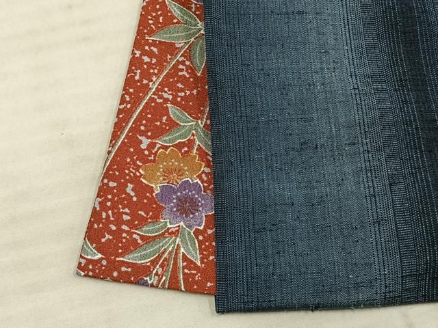 C 単衣 紅花紬 米沢 縞 間道 薄紫 暖色系 紬 正絹 着物 30 C 単衣 紅花紬 米沢 縞 間道 薄紫 暖色系 紬 正絹 着物 30