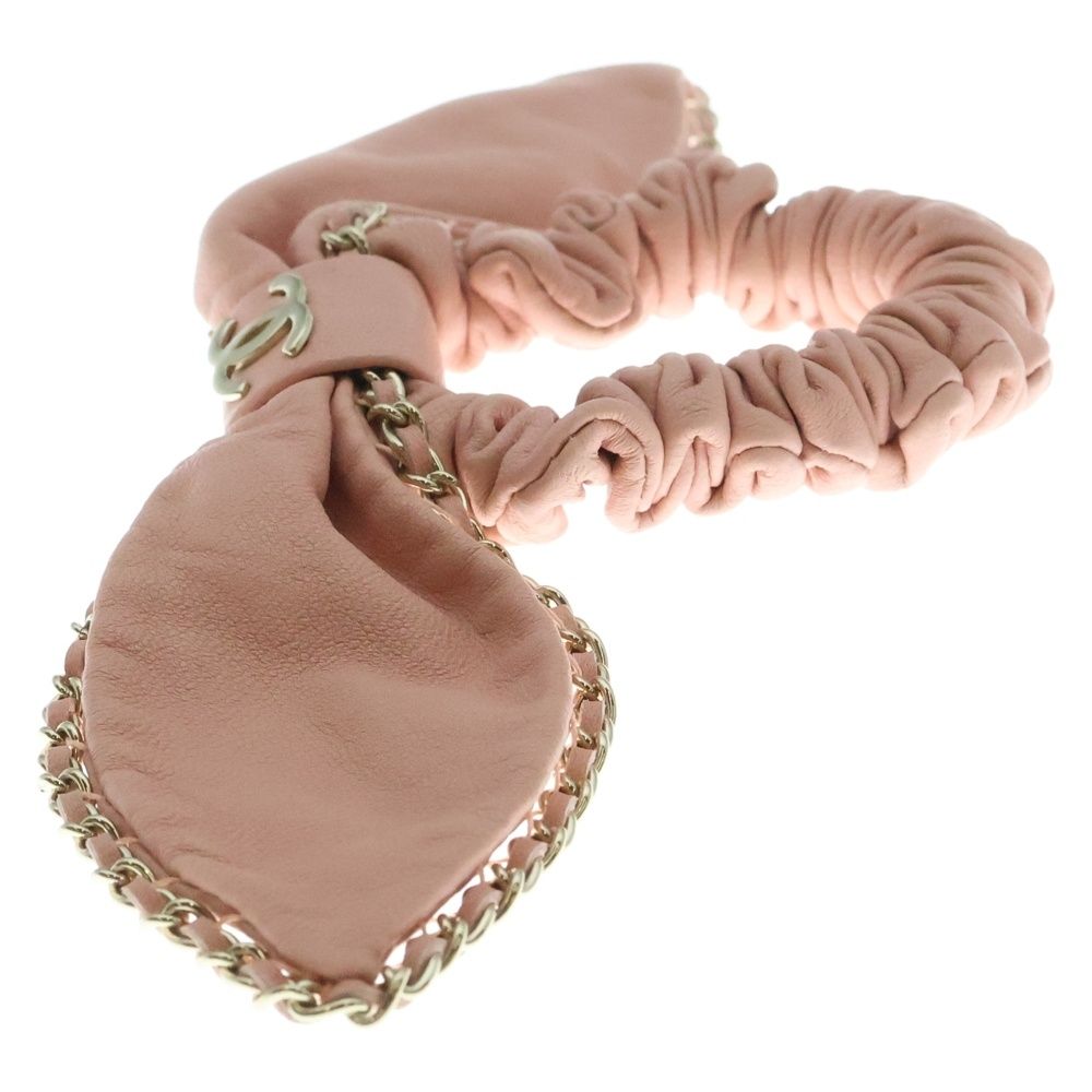  CHANEL シャネル ココマーク リボン シュシュ ヘア ピンク A 22 S その他 その他