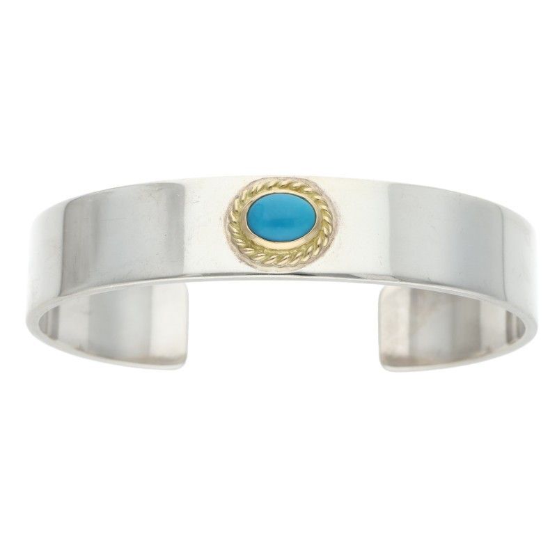 ゴローズ金縄ターコイズブレス（S） ゴローズ 金縄ターコイズ付き平打ち ブレスレット メンズ S