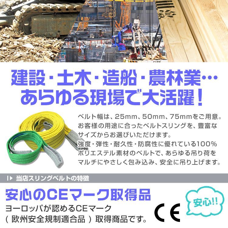 送料無料】【10本セット】スリングベルト 5m 幅50mm 使用荷重1200kg