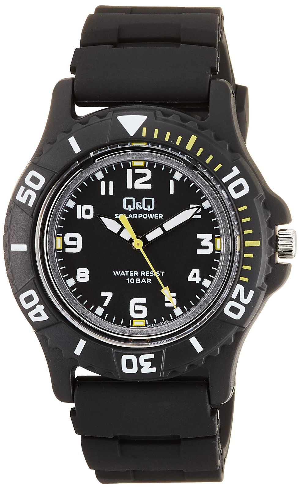 セール シチズンQ-Q 腕時計 キューアンドキュー アナログ ソーラー 10気圧防水 ウレタンベルト E02A-001VK メンズ ブラック