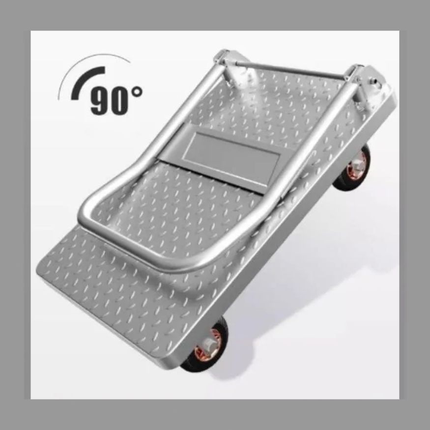折り畳み特厚鋼板小リヤカー貨物を引き取る手リヤカー家庭用台車ポータブルトレーラー73*48静音輪