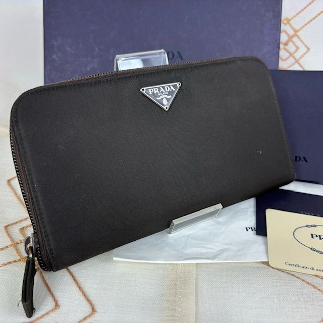 ☆良品☆ PRADA プラダ ナイロン 長財布 ラウンドファスナー ジップ 