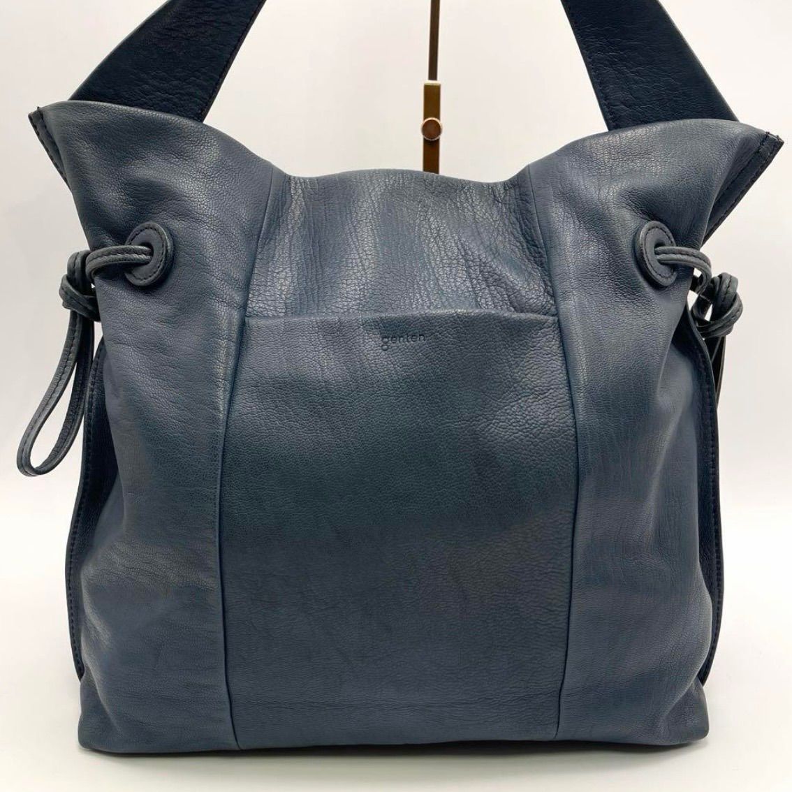 希少色！美品 genten ワンショルダー トートバッグ ソーロ ブルー 青 