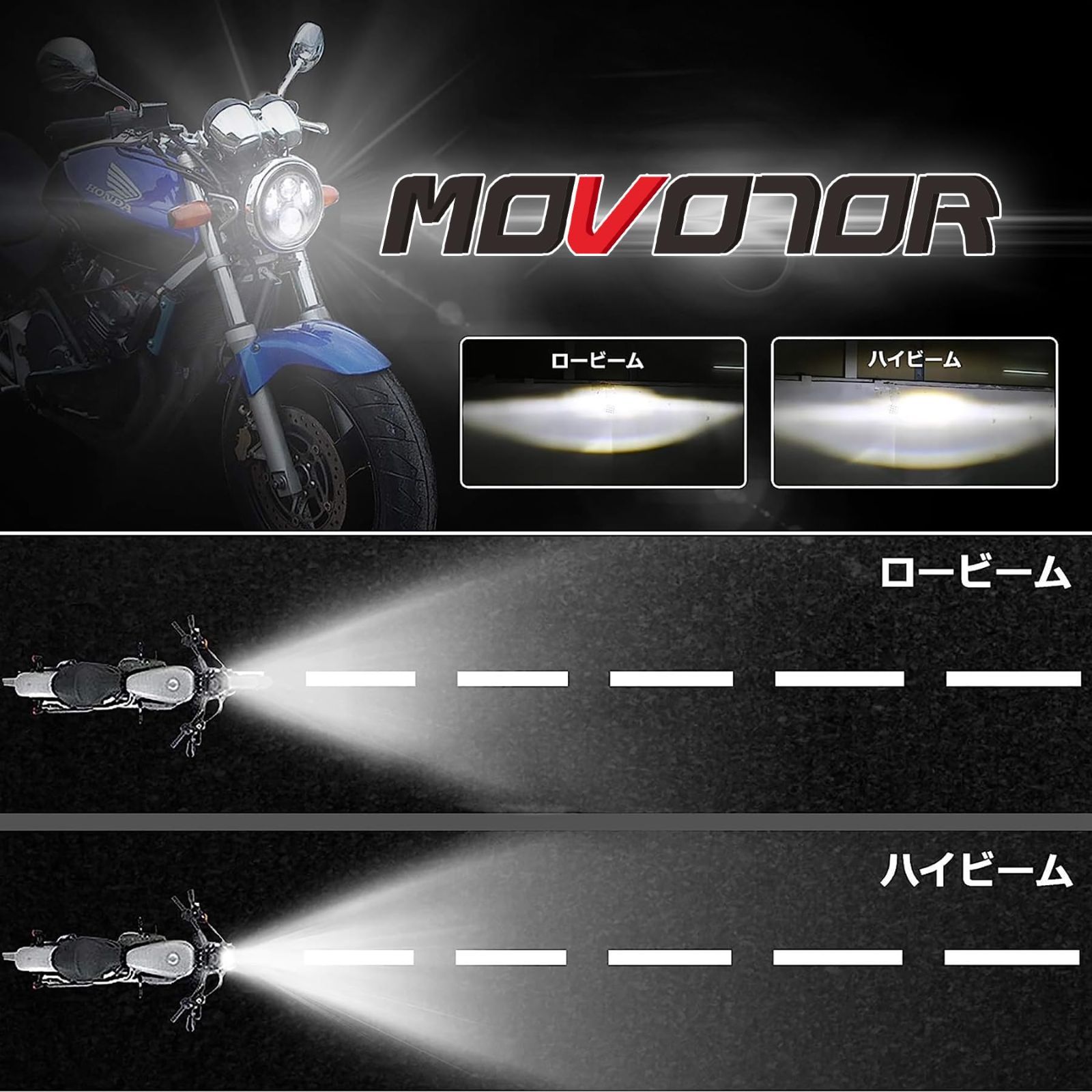 本田CBシリーズ用７インチLEDライト CB1300SFに対応 ホンダバイクCB1100ヘッドライト Hi Loビーム ブラック MOVOTOR 1個 SKLAD-KIRPICHA_RU