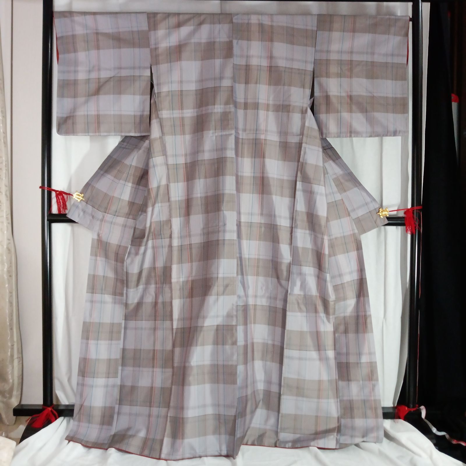 ほていや 小紋 夏大島紬 南風かふる 証紙付き 縦縞 着物 042a d