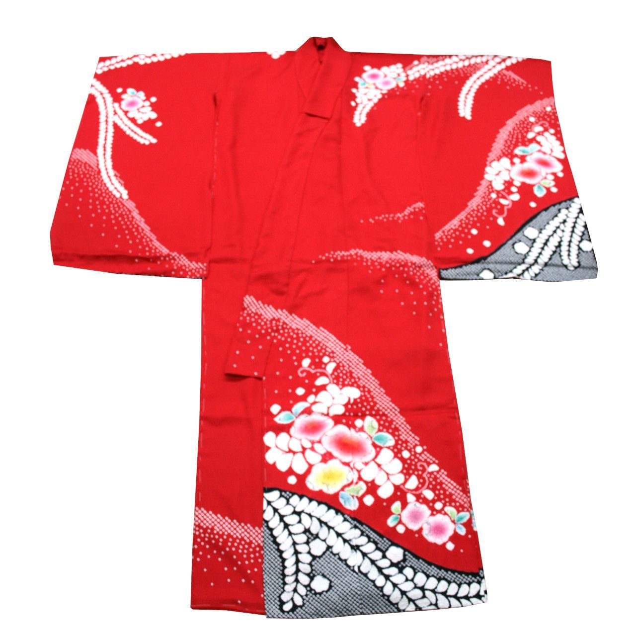 お仕立付き 正絹 ７歳 絞り 絵羽 赤 未仕立て品 七五三 3週間～4週間で発送