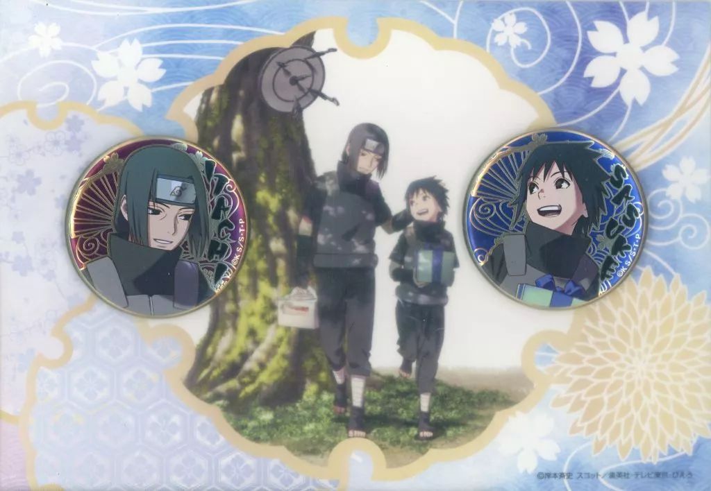 中古】バッジ・ビンズ うちはサスケ＆うちはイタチ メタルバッジ2個