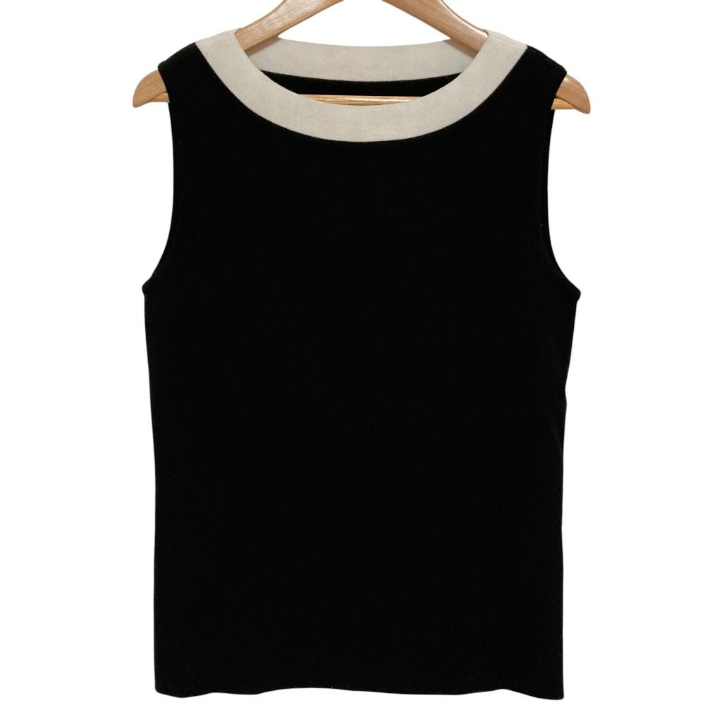 FOXEY フォクシー Monochrome ノースリーブニットトップス カットソー 39709 サイズ38 ブラック レディース 古着