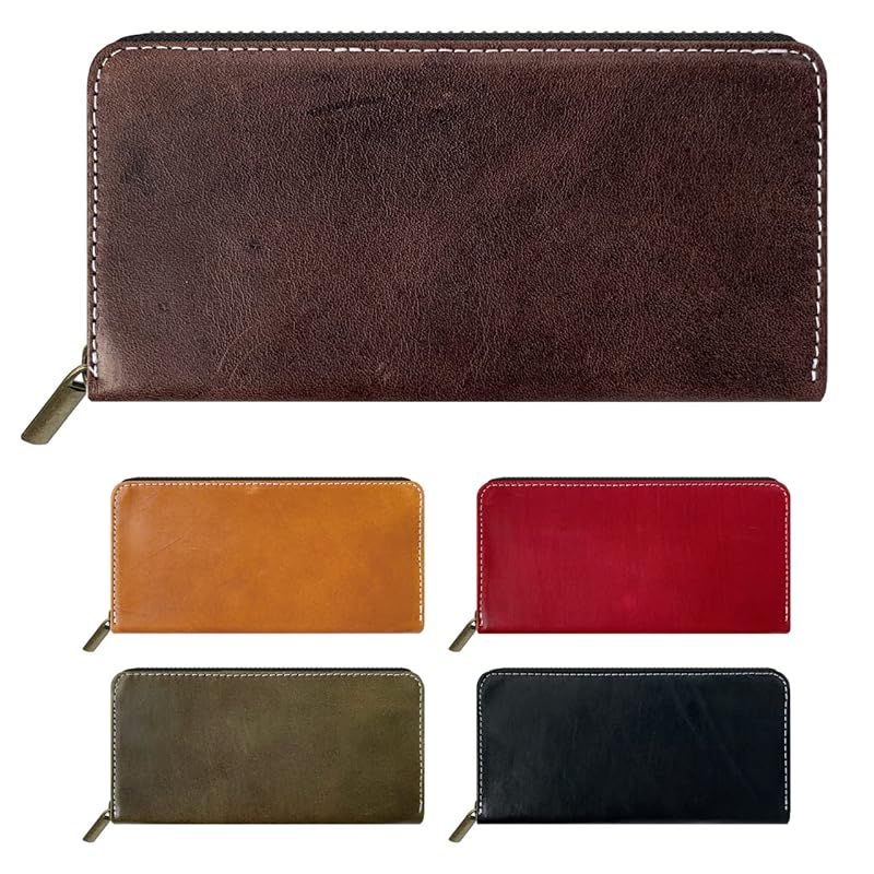 leo aoi 財布 長財布 本革 馬革 メンズ レディース ラウンドファスナー サイフ さいふ ロングウォレット ウォレット 革 レザー ホースレザー ヌメ革 馬ヌメ クラシック ダークブラウン