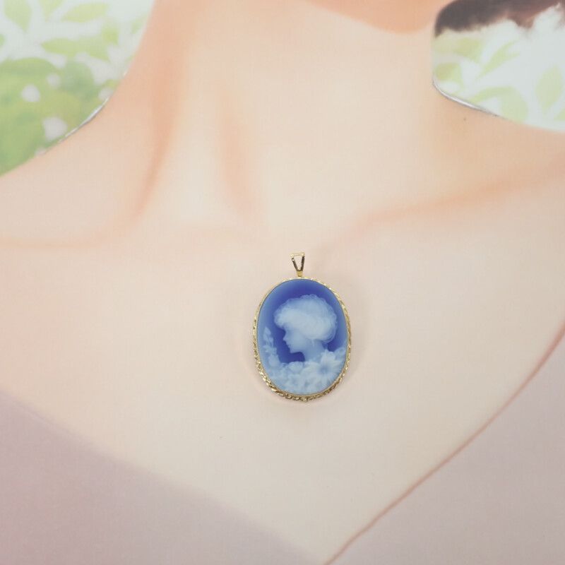 K18 ストーンカメオ ブローチ＆ペンダントトップ兼用 メノウ めのう 美