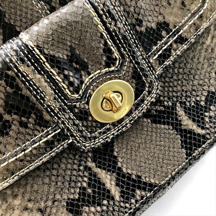 良品 COACH コーチ ミランダプリンテッド パイソン サッチェル ハンド