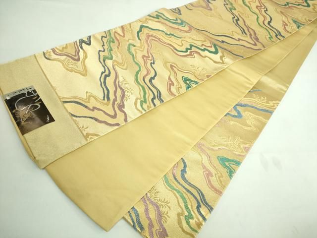 平和屋着物■極上　世界的友禅作家　千地泰弘　六通柄袋帯　草木文　金糸　逸品　未使用　DZAA6787kh5 平和屋着物□極上 世界的友禅作家 千地泰弘 六通柄袋帯 草木文 金糸