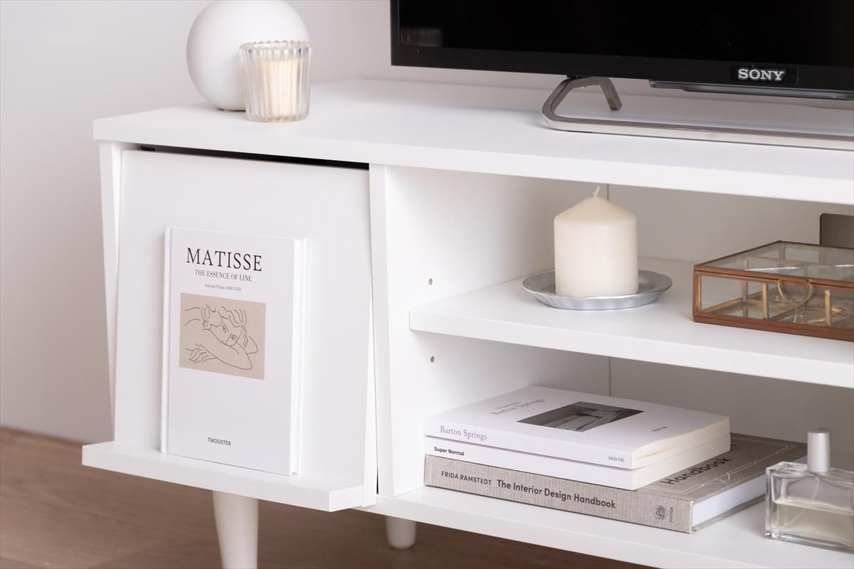 幅110cm】Carina フラップ扉付テレビ台 ホワイト g134069]【幅110cm