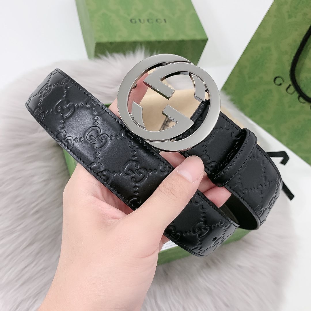 GUCCI ダブルGバックル レザーベルト GUCCI (グッチ) ダブルG ゴールドバックル リバーシブル ベルト
