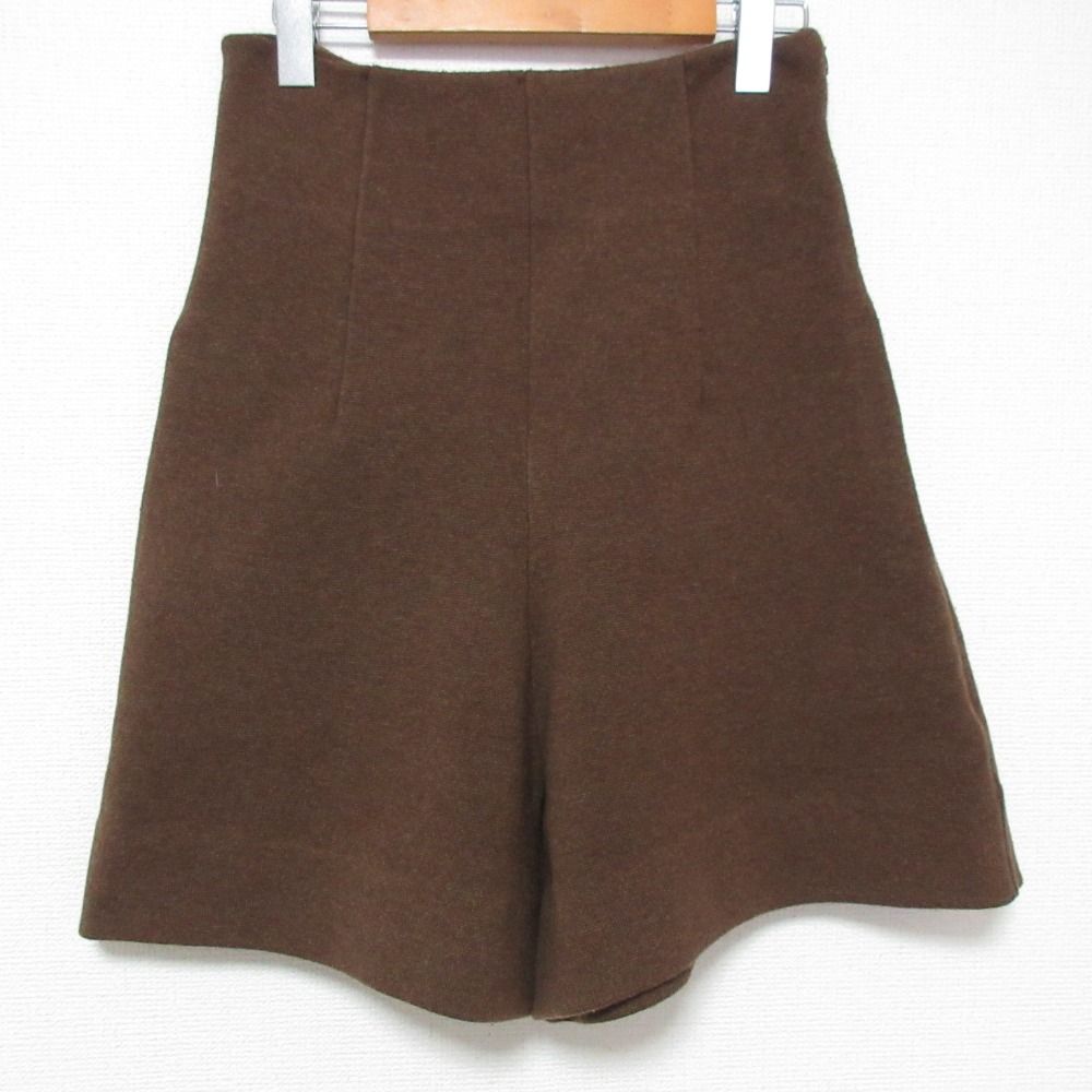 22AW MADISON BLUE マディソンブルー HIGH WAIST SPT LAMB WOOL ウールショートパンツ MB224-8022 サイズS ブラウン レディース 古着