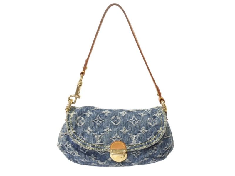 LOUIS VUITTON ルイヴィトン ミニプリーティ ハンドバッグ M95050 モノグラムデニム レザー ブルー 4b003520