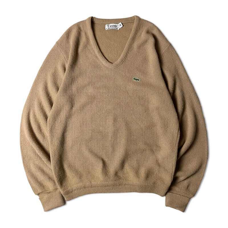 70’s アイゾッド ラコステ IZOD LACOSTE アクリル ニット セーター Vネック 無地 レッド サイズ：M位