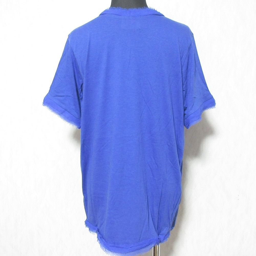 美品 LANVIN ランバン ビジュー フリンジ パイピング カットソー サイズM ブルー レディース 古着 中古 美品 LANVIN ランバン ビジュー フリンジ パイピング カットソー