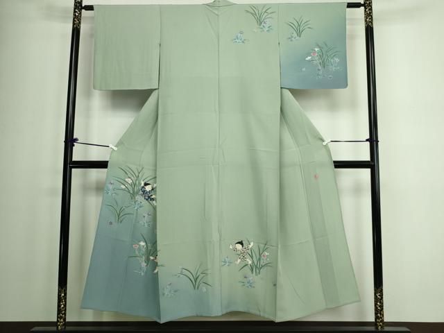 平和屋着物▽道行コート 単衣 雨コート 斜線文 暈し染め ロング