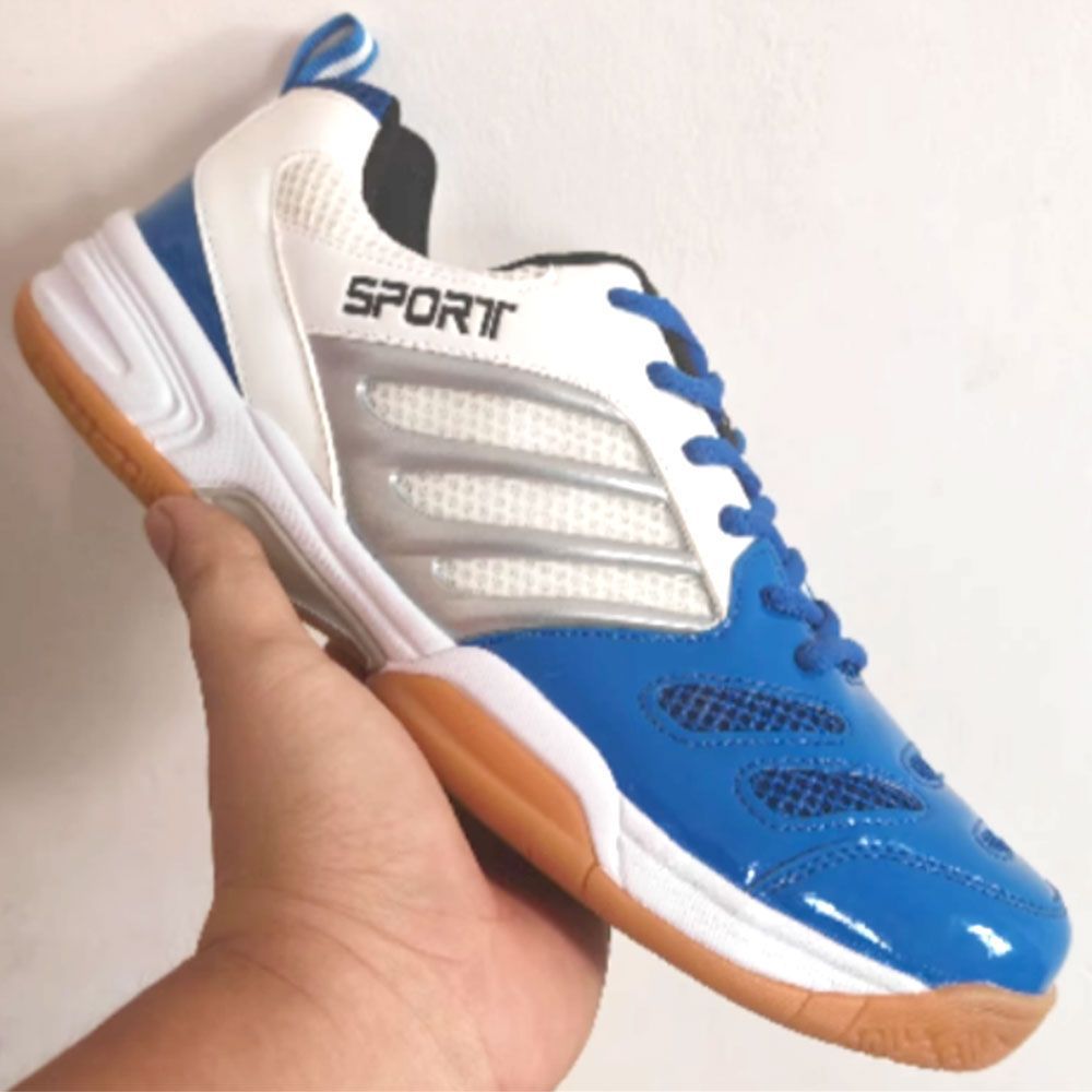 ブルー  39(24.5cm)  スポーツシューズ スニーカー テニス pmyshoes7058 スポーツシューズ メンズ スニーカー スポーツ シューズ バドミントンシューズ 体育館シューズ 紐靴 ひも靴 超軽量 軽量 室