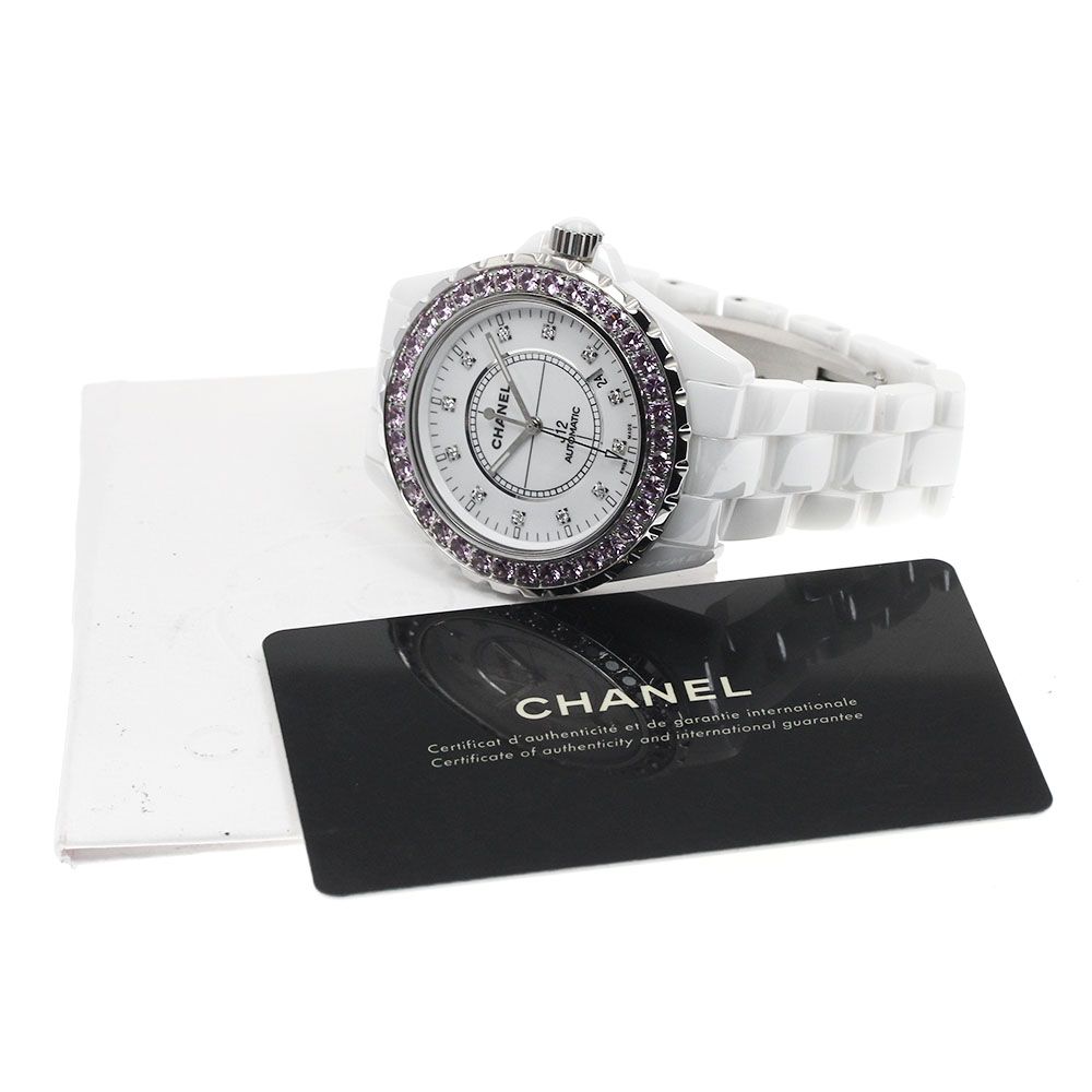 CHANEL腕時計 シャネル CHANEL H2011 J12 ピンクサファイアベゼル 白セラミック 12P