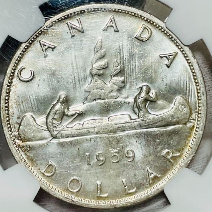 PCGS PL65』カナダ エリザベス2世カヌー1ドル銀貨（1962年） - 旧貨幣