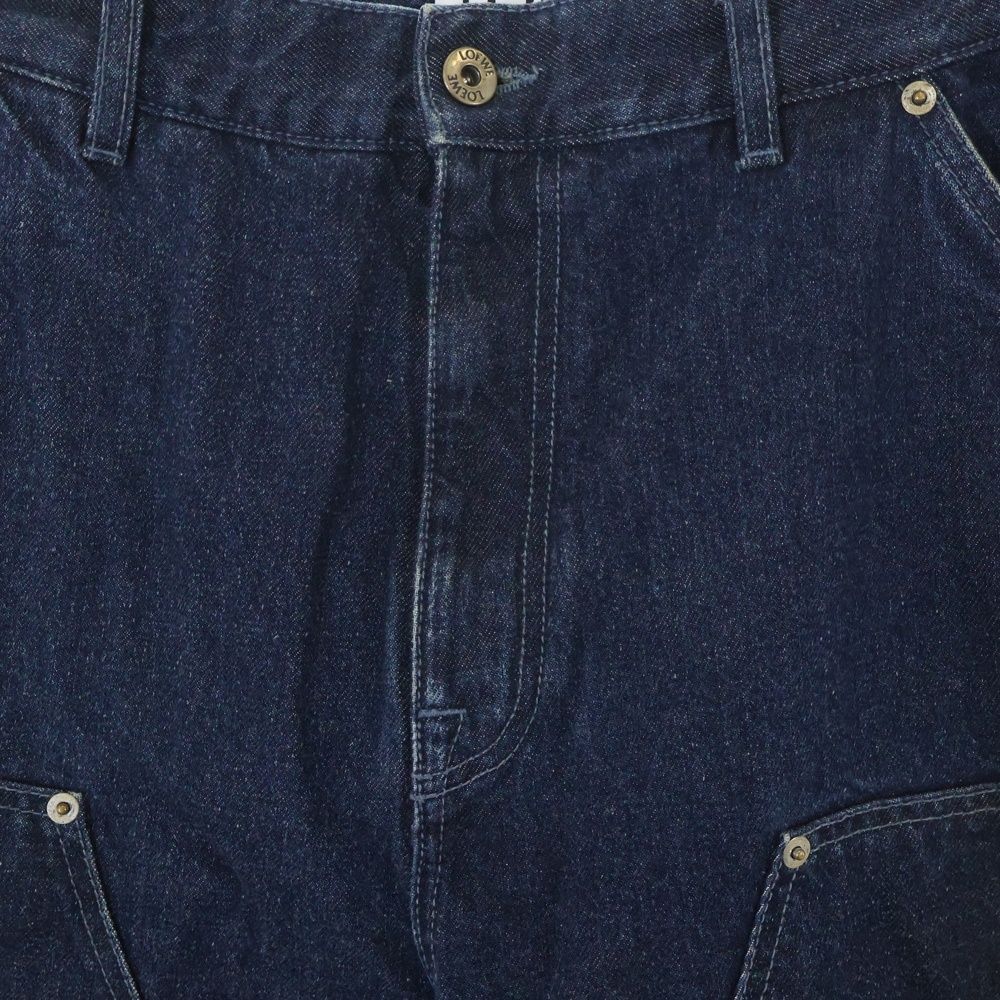 Loewe 22ss ダブルニー デニムパンツ LOEWE (ロエベ) 22SS PATCHED DENIM TROUSERS ダブルニー ワイド