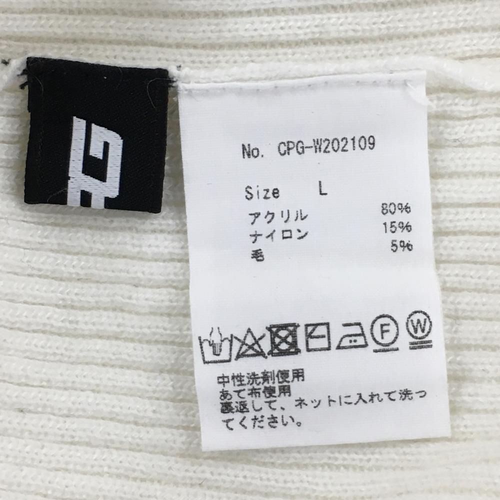 超 シーピージー タートルネックセーター 白×黒 リブ ニット レディース L ゴルフウェア CPG WHITEMONARCHHOTEL_COM