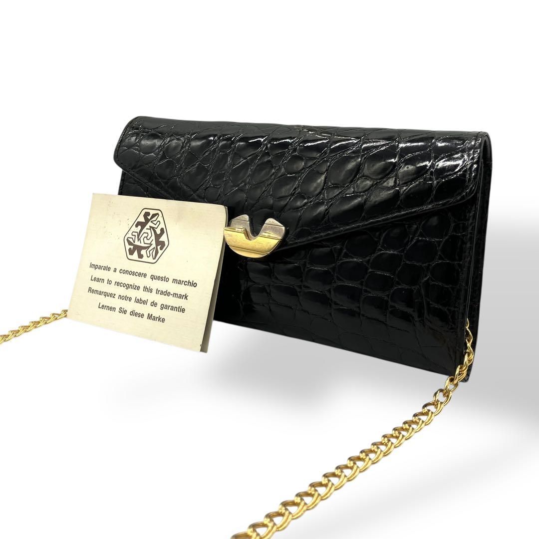 良品 2131 クロコダイル ショルダーバッグ チェーンショルダー  