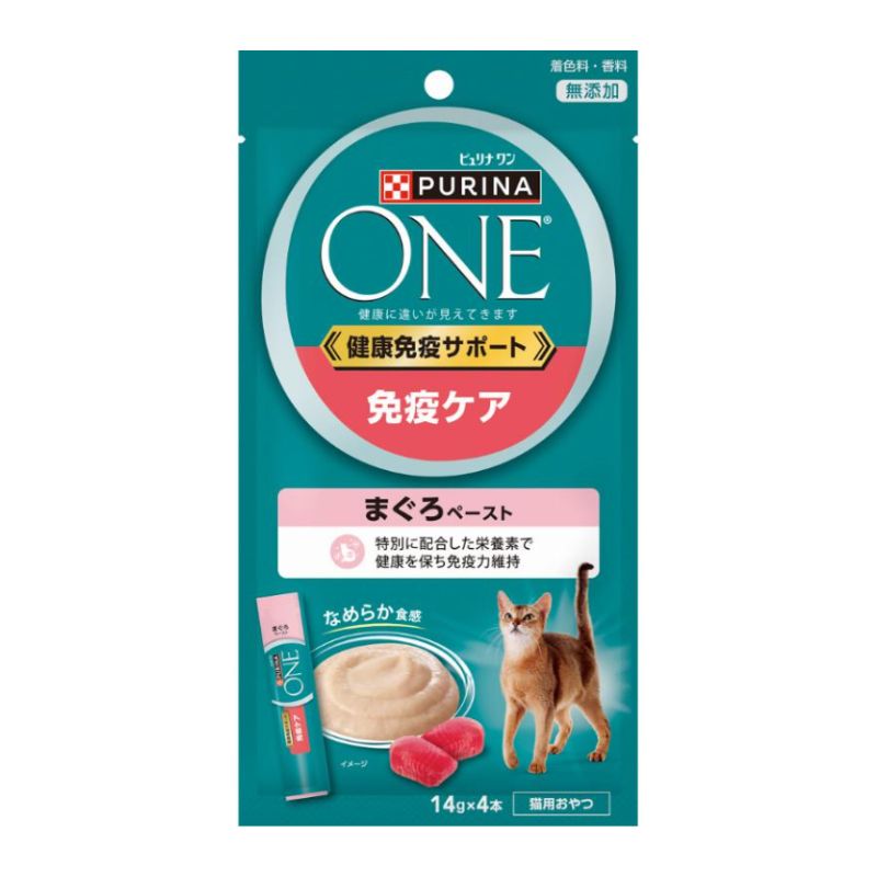 送料無料 ネスレピュリナ ピュリナワン 猫用おやつ 免疫ケア まぐろペースト 14g×4本入×26袋セット ネスレ モンプチ 水分補給 キャットフード ウェットフード まとめ買い 多頭飼い パウチ 子猫 成猫 高齢猫 シニア猫