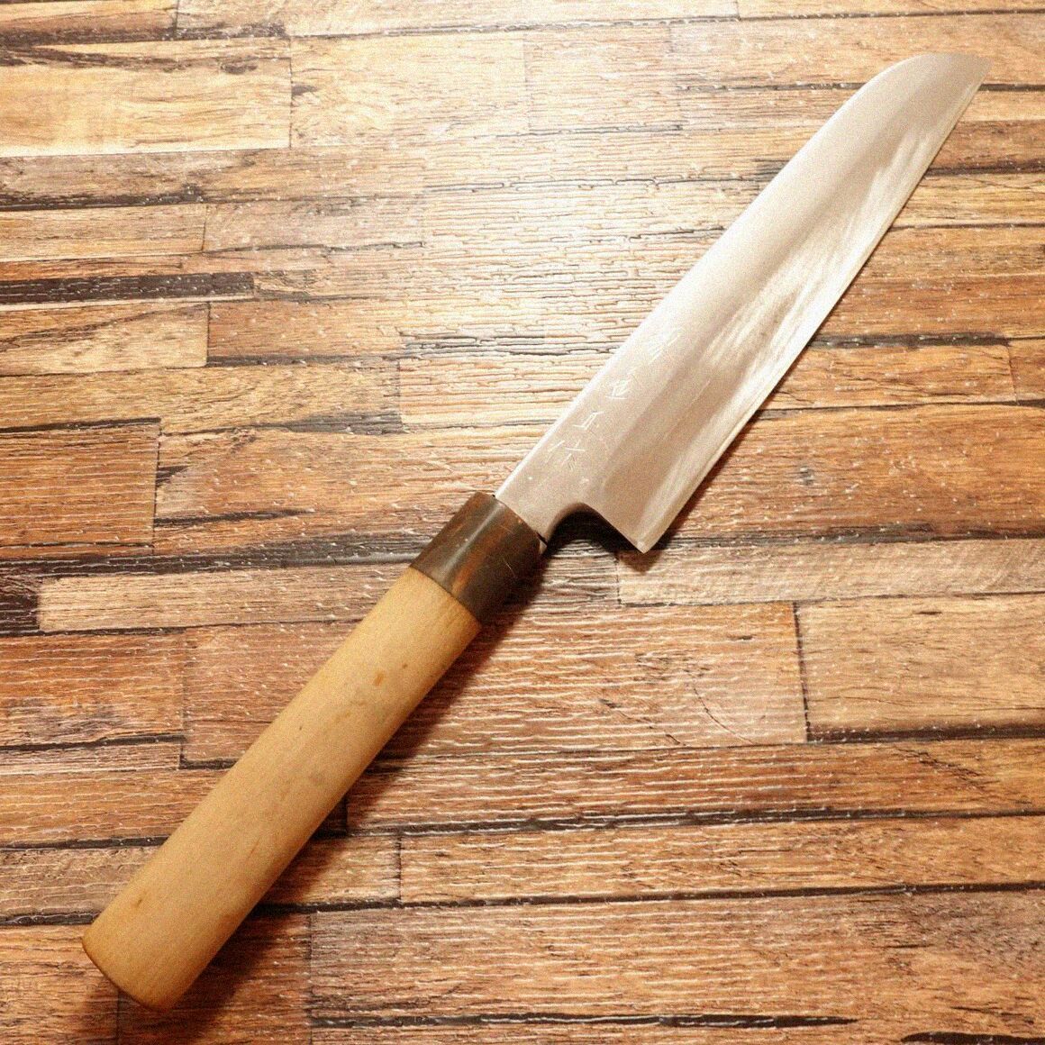 堺金正 鎌薄刃包丁 研ぎ済 水牛柄 片刃 菜切り 堺金正作 210mm