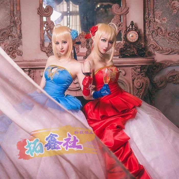 セイバー Fate|Grand Order Saber コスプレ衣装 Saber Nero ネロ コスチューム 赤セイバー 青セイバー 暴君風 コスプレ衣装 パー