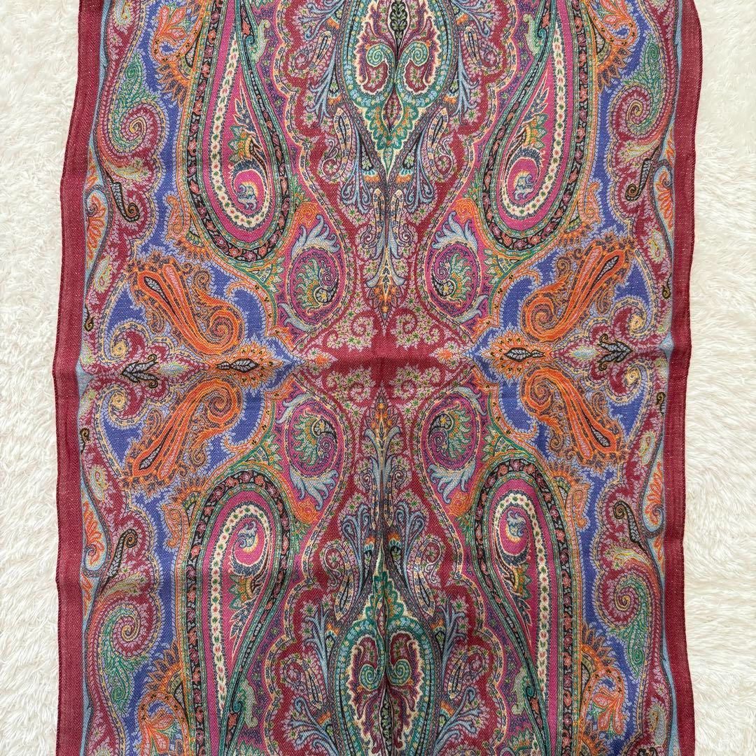 ETRO エトロ シルク カシミヤ 綿 ペイズリー 大判 ストール