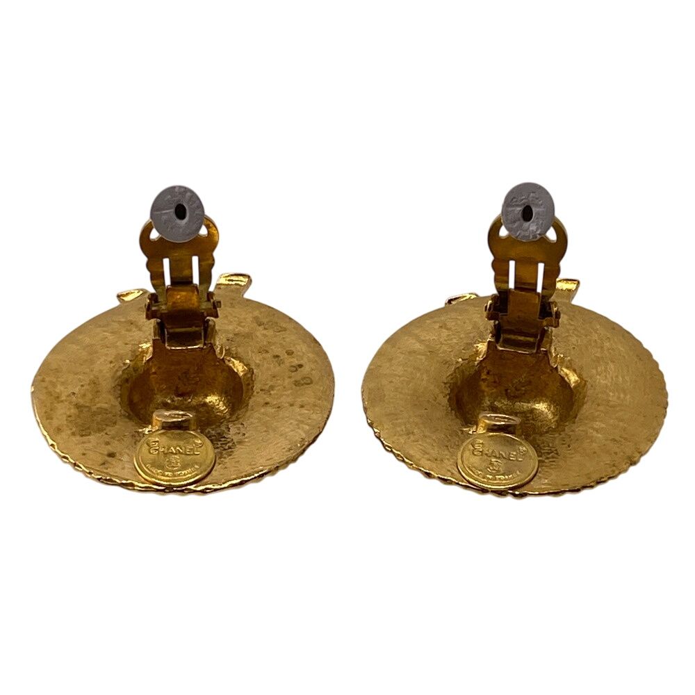 CHANEL/シャネル 麦わら帽子モチーフ GP イヤリング ゴールド