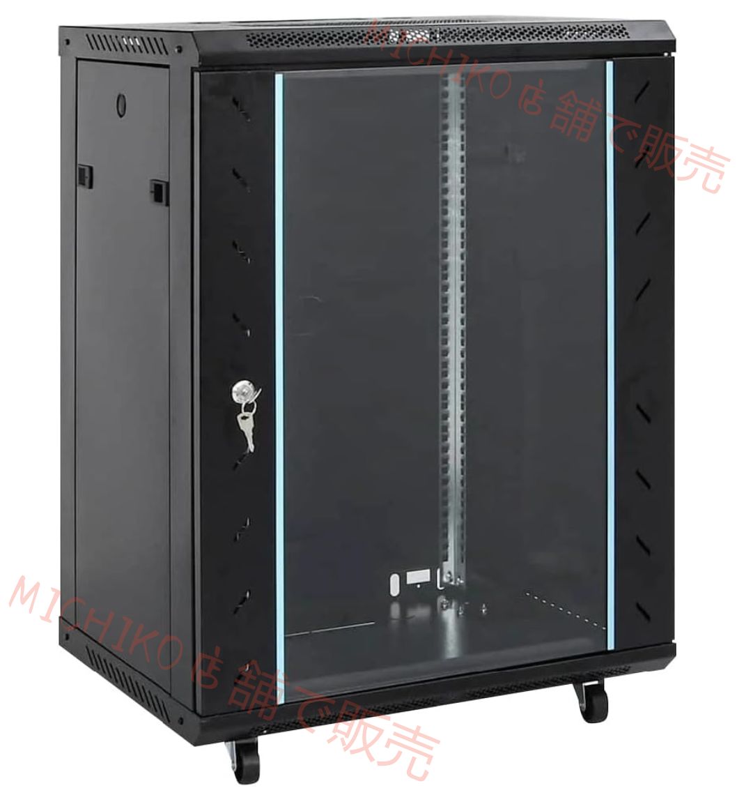 ネットワークラック本体 サーバーラック ハブ収納ボックス 棚板3枚 防犯ロック付き サーバーラック本体 ホワイト ネットワーク NAS ルーター用 ブラック