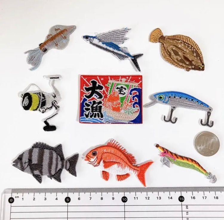 大人気❣️魚釣り好きさん【16点】アイロン刺繍ワッペン ルアー リール
