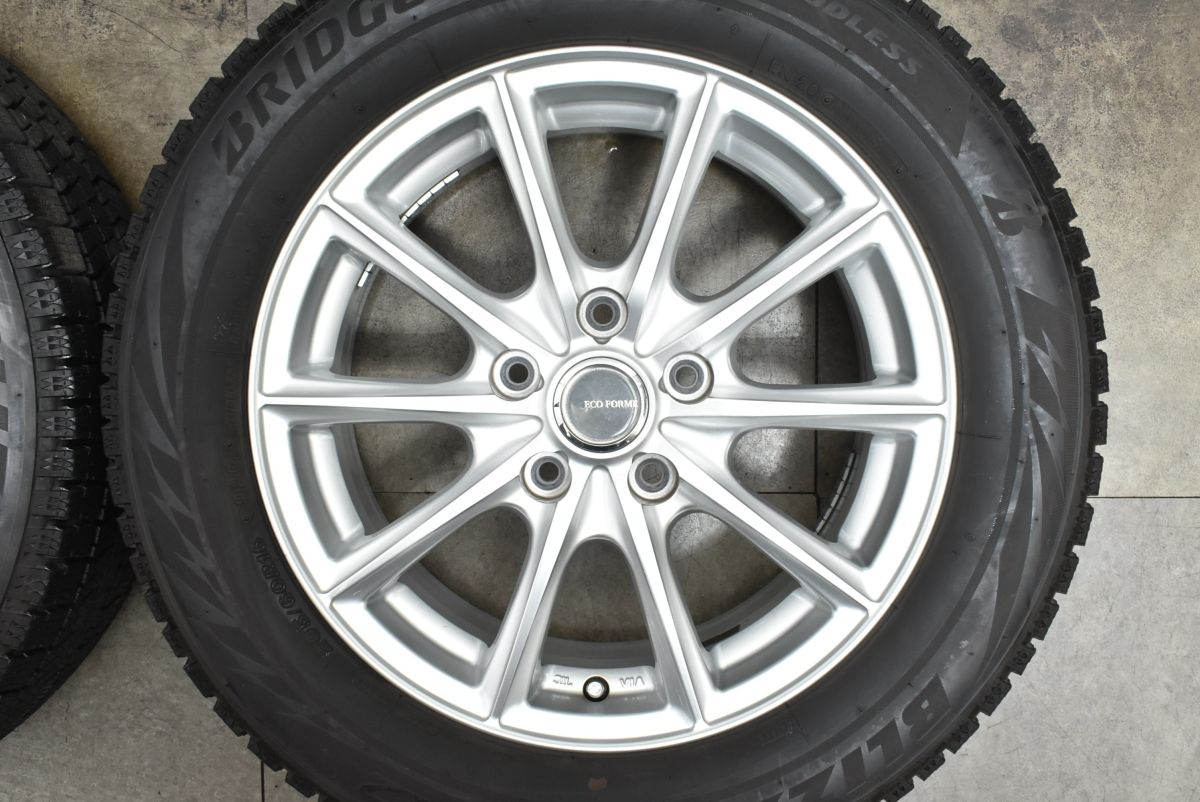 ノア.ヴォクシー.エスクァイア等に★ECOFORME　15×6　+50●バリ山　195/65R15　4本 バリ溝エコフォルム 15in 6J +50 PCD114.3 ピレリ アイス